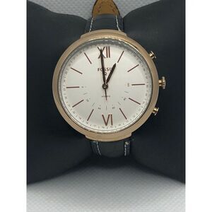 Fossil FTW5021 Women's Black Leather Analog Silver Dial Hybrid Smart Watch HO389